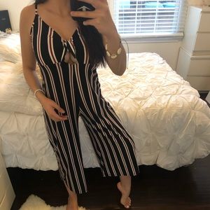 Knot Front Stripped Romper